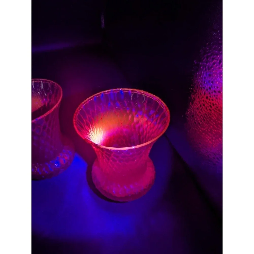 VTG Amberina Glass Peg Votive Candle Holders Set of 2 Honeycomb Optic Italy